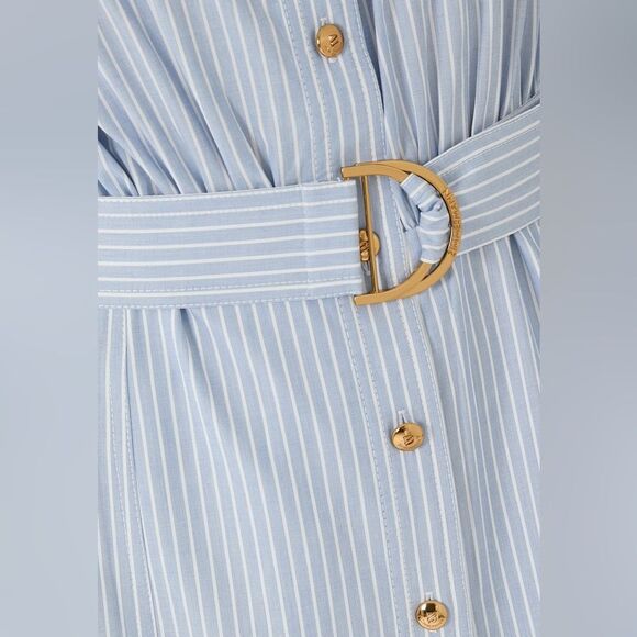 ZIMMERMANN Light Blue Striped Long Sleeve Utility Midi Dress, size 0 - Picture 4 of 16